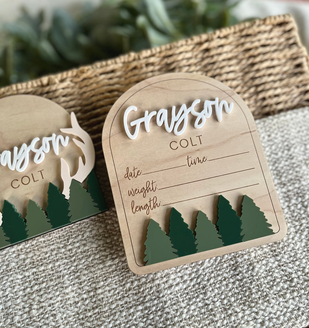 Hunting Name and Birth Stats Sign Set