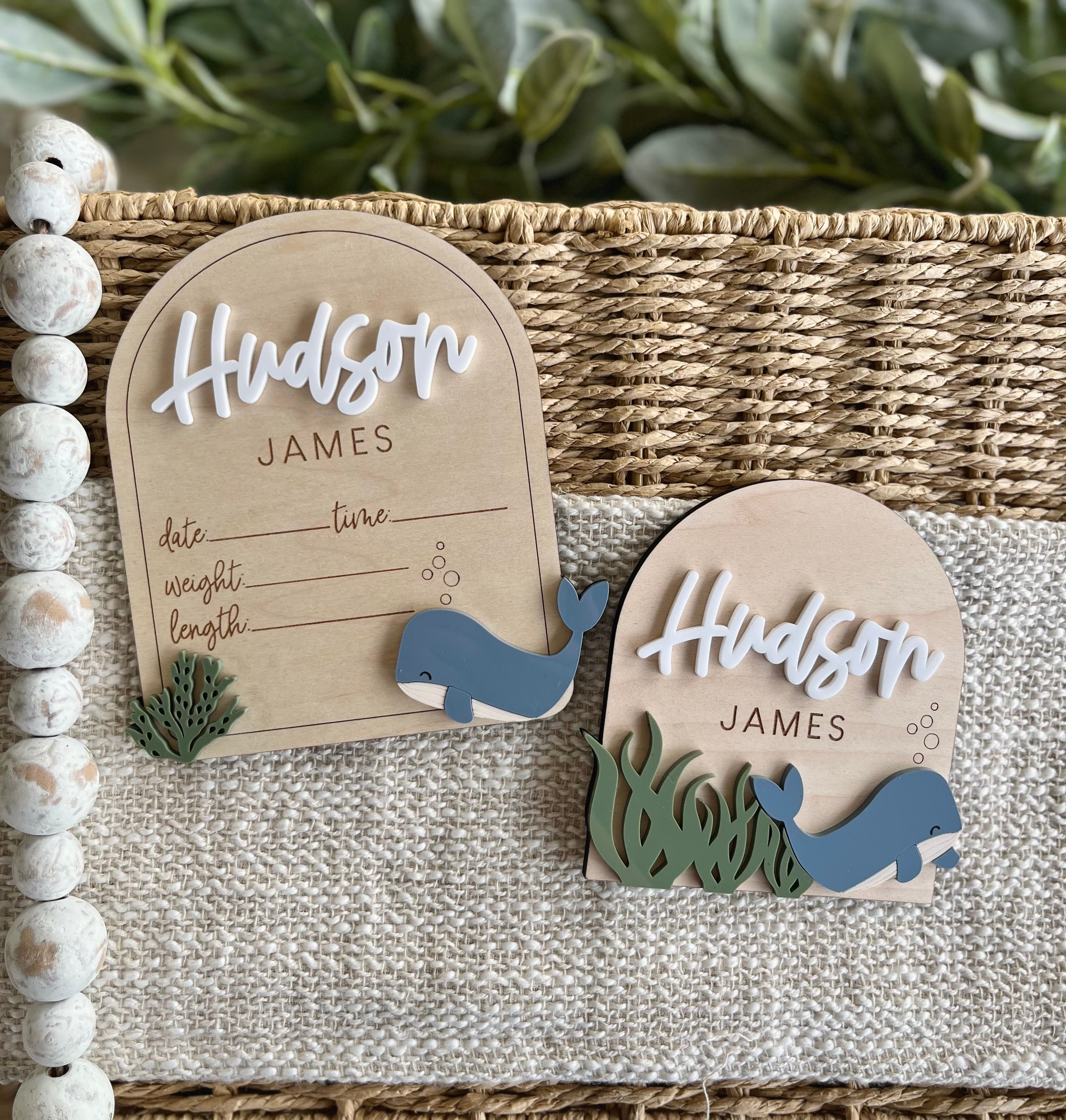 Whale Name and Birth Stats Sign Set