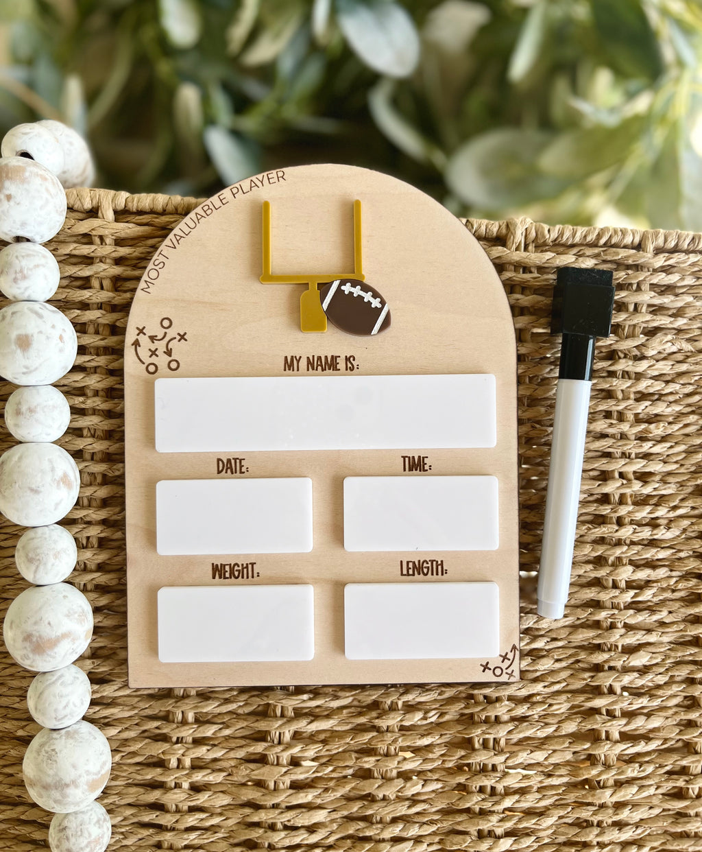Football Write In Birth Stats Sign