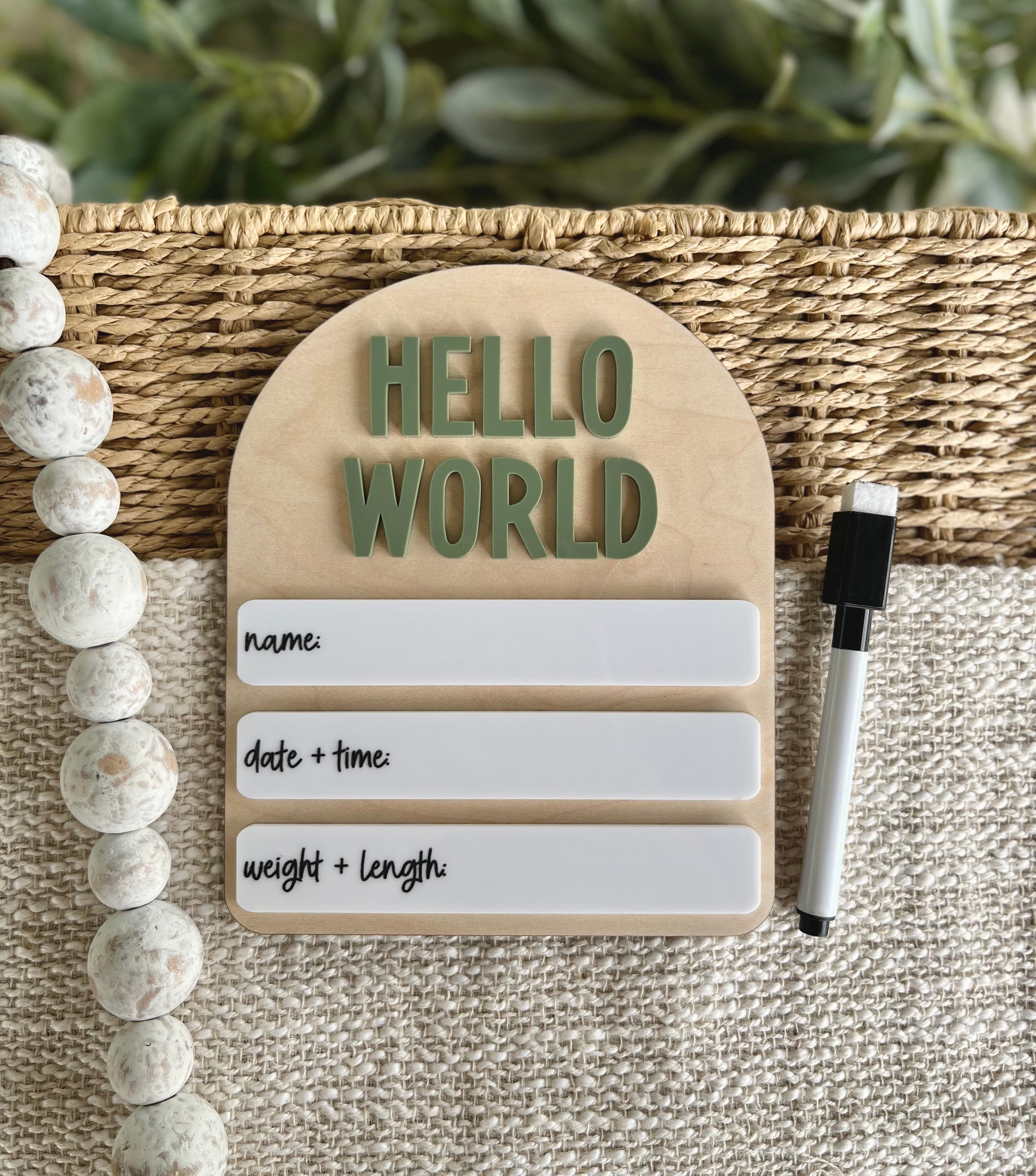 Hello World Birth Stats Sign