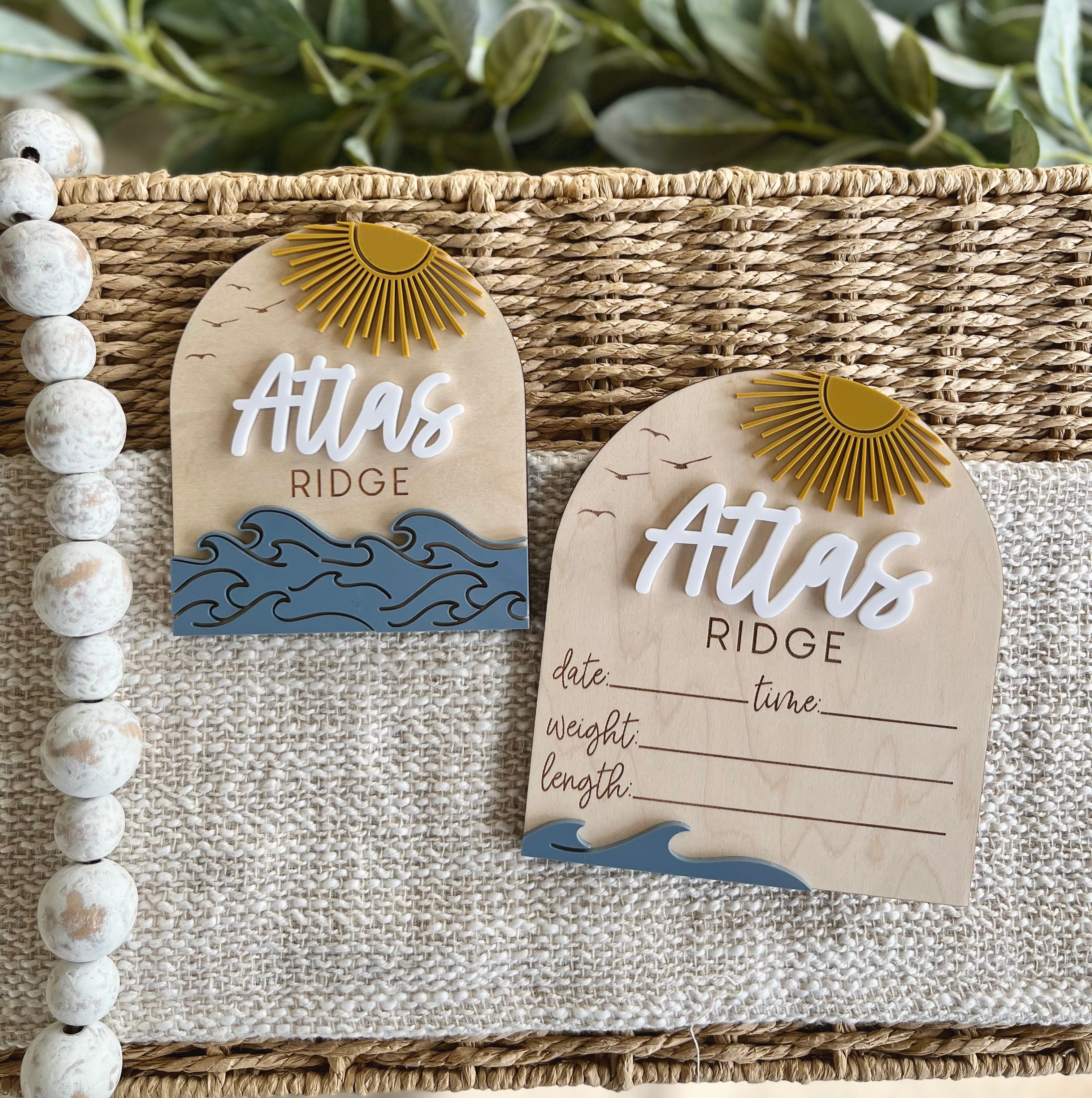Sun/Waves Name and Birth Stats Sign Set