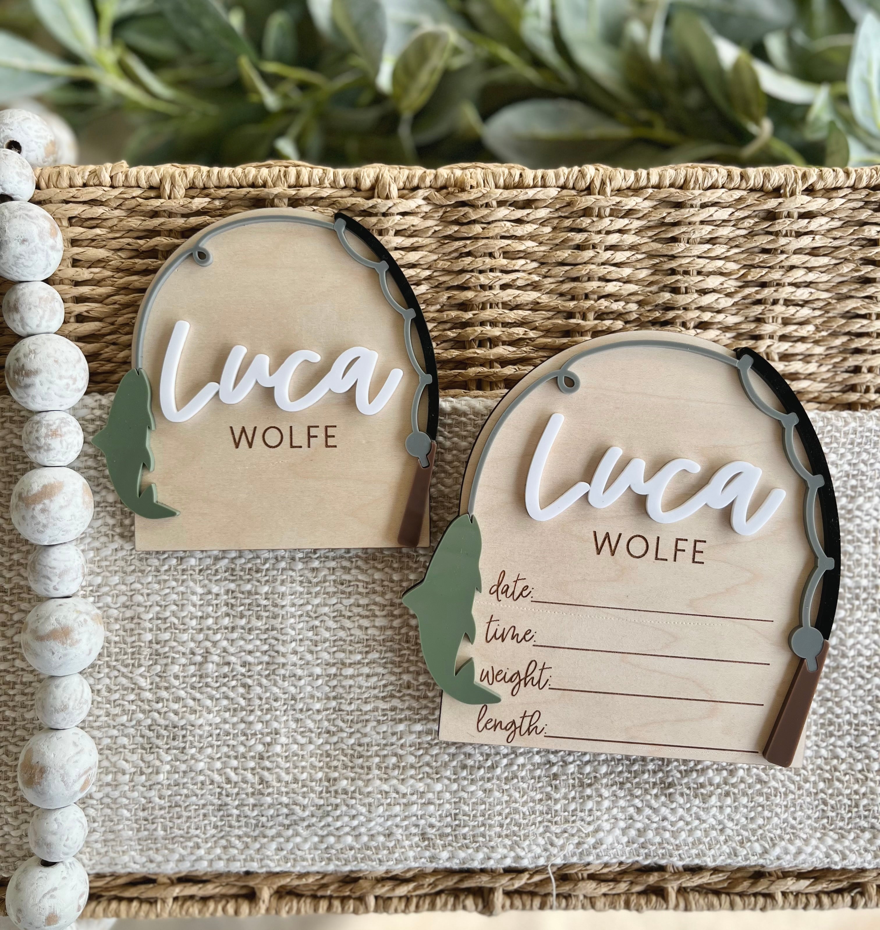 Fishing Name and Birth Stats Sign Set