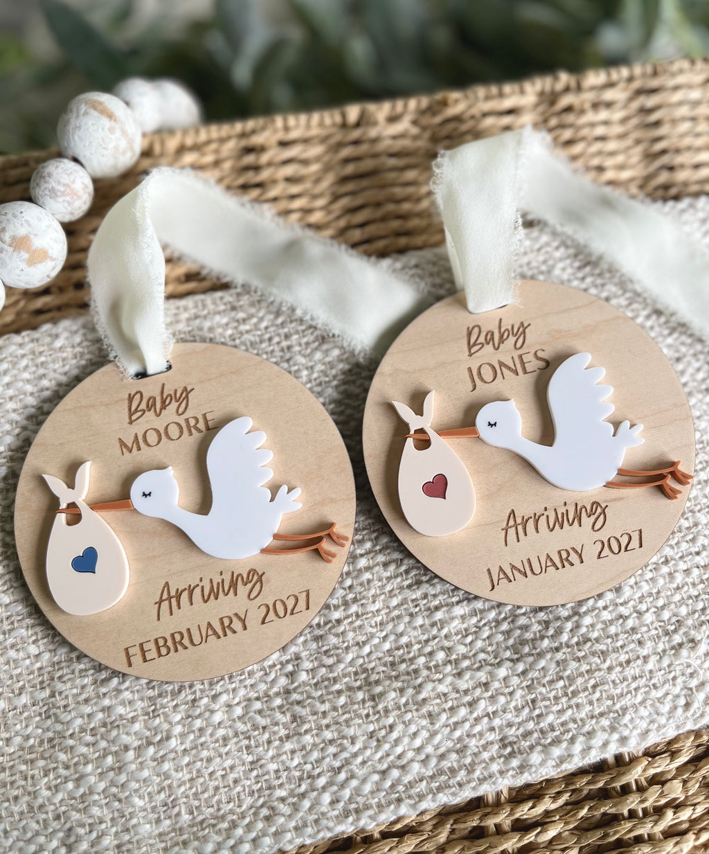 Stork Pregnancy Announcement Ornament